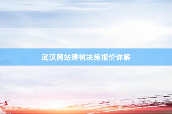 武汉网站建树决策报价详解